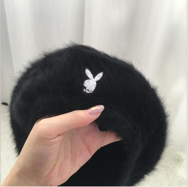 Rabbit Embroidery Winter Hat