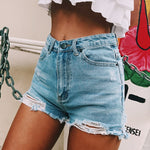 Load image into Gallery viewer, High Waist Ripped Jeans Shorts
