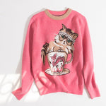 Load image into Gallery viewer, Runway Designer Cat Print Knitted Sweaters
