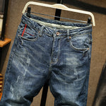 Load image into Gallery viewer, Slim Fit Retro Blue Stretch Mens Jeans
