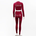 Load image into Gallery viewer, Velvet Crop Jacket and Tracksuit Joggers Two Piece Set
