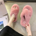 Load image into Gallery viewer, Cross Band Warm Plush Ladies Fluffy Shoes
