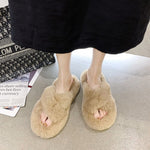 Load image into Gallery viewer, Cross Band Warm Plush Ladies Fluffy Shoes
