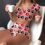 Load image into Gallery viewer, Pajama Set Pawwl Print Sexy 2 Pieces Set
