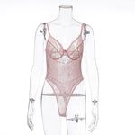 Load image into Gallery viewer, Embroidery Bow Tie Transparent Sexy Bodysuit
