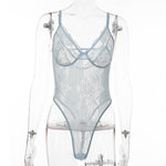 Load image into Gallery viewer, Embroidery Bow Tie Transparent Sexy Bodysuit
