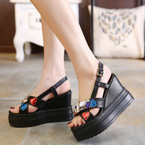 High Heel Open-Toe Comfort Summer Jeweled Sandals