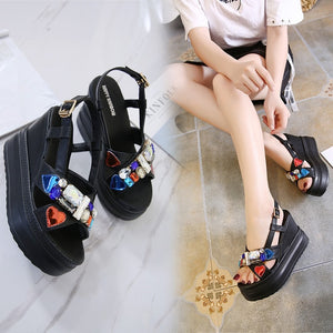 High Heel Open-Toe Comfort Summer Jeweled Sandals