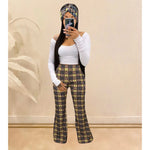Load image into Gallery viewer, Plaid Print High Waisted Flare Pants
