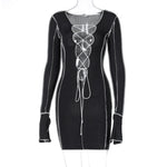 Load image into Gallery viewer, Deep V Neck Ribbed Long Sleeve Bodycon Dresses
