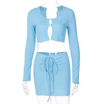 Load image into Gallery viewer, Ribbed Lace Up Hollow Out 2 Piece Set
